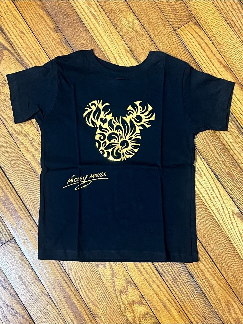 Black Tee with Gold Graphic - Kids